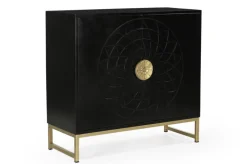 Kommode ARAS Holz 85 x 80 cm schwarz/goldfarbig