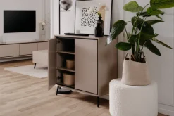 Kommode ARONA 90 x 90 cm sandfarben/schwarz