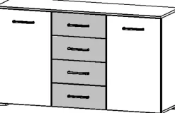 Kommode BURANO 140 x 81 cm Alpinweiß/Sonoma Eiche