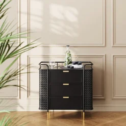 Kommode FENCE schwarz 80x80x40 cm