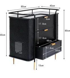 Kommode FENCE schwarz 80x80x40 cm
