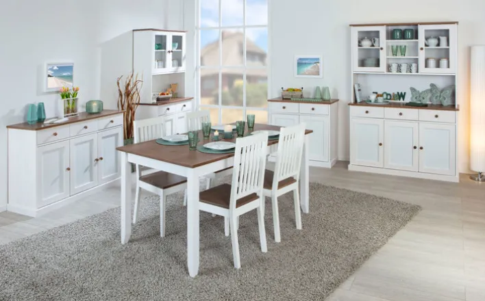 Kommode JACOB 3.2 weiß Massivholz / braun