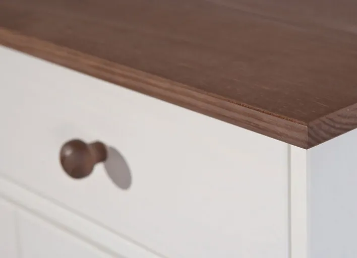 Kommode JACOB 3.2 weiß Massivholz / braun