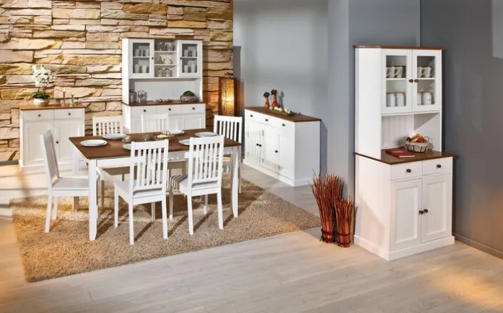 Kommode JACOB 3.2 weiß Massivholz / braun