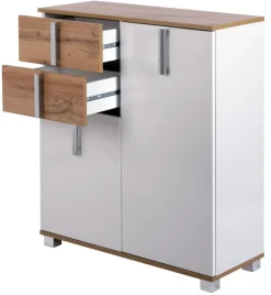 Kommode LUCA 80,6 x 94,8 cm weiß/ Eiche Landhaus