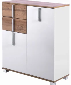 Kommode LUCA 80,6 x 94,8 cm weiß/ Eiche Landhaus