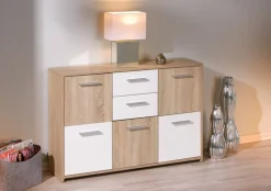 Kommode MAXIM 115x77x30 cm Dekor Sonoma-Eiche/weiß