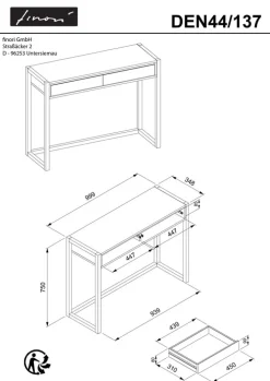 Konsole DENVER 100 x 35 cm anthrazit/ Artisan Eiche