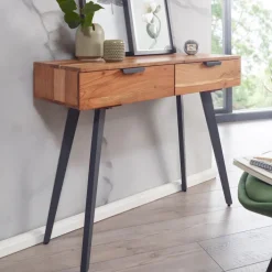 Konsolentisch 90 x 78 cm Akazie braun grau