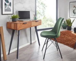 Konsolentisch 90 x 78 cm Akazie braun grau