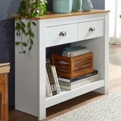 Konsolentisch 85 x 76 cm Eiche weiss braun