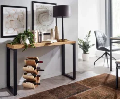 Konsolentisch 120 x 76 cm Eiche braun schwarz