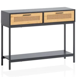 Konsolentisch 100 x 75 x 30 cm Schwarz/ Wiener Geflecht