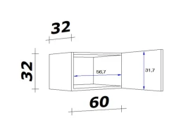 Kurz-Oberschrank PETE weiß 60 cm