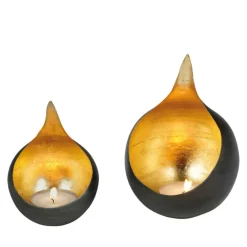 LAMBERT Windlicht CALDERA 20 cm schwarz /goldfarbig