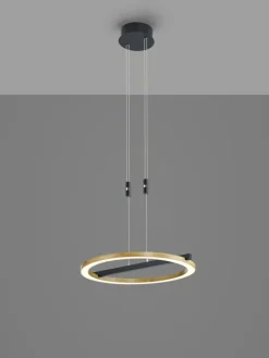 LED Pendelleuchte NELLA 1-flg Holz /schwarz