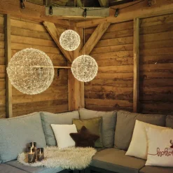 Lichtobjekt LED-Kugel GLOW I Metall Kugelform Ø 28 cm Grau