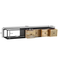 Lowboard 150 x 35 cm Akazie massiv und Eisen