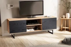 Lowboard 150 x 55 cm Eiche-Dekor/Schwarz