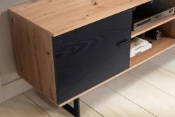 Lowboard 150 x 55 cm Eiche-Dekor/Schwarz