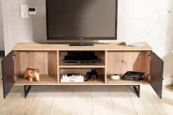 Lowboard 150 x 55 cm Eiche-Dekor/Schwarz