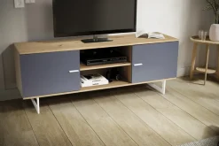 Lowboard 150 x 55 cm Eiche-Dekor/Grau