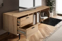 Lowboard 150 x 55 cm Eiche-Dekor/Marmor-Optik