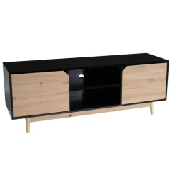 Lowboard 150 x 55 cm Schwarz/Eiche-Dekor