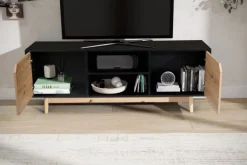 Lowboard 150 x 55 cm Schwarz/Eiche-Dekor