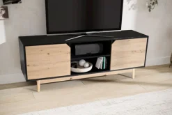 Lowboard 150 x 55 cm Schwarz/Eiche-Dekor
