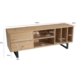 Lowboard 150 x 55 x 40 cm Eiche-Dekor/schwarz