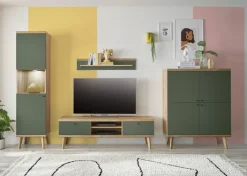 Lowboard ALVA 160 x 50 cm Salbeifarbig/braun