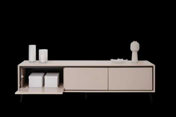 Lowboard ARONA 175 x 50 cm sandfarben/schwarz