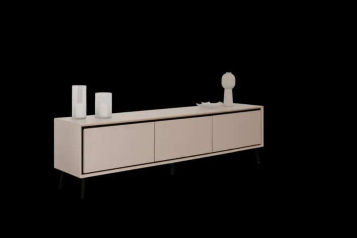 Lowboard ARONA 175 x 50 cm sandfarben/schwarz