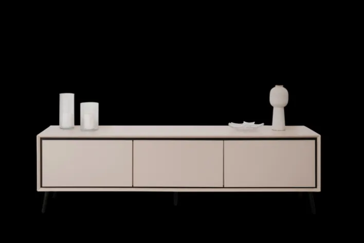 Lowboard ARONA 175 x 50 cm sandfarben/schwarz