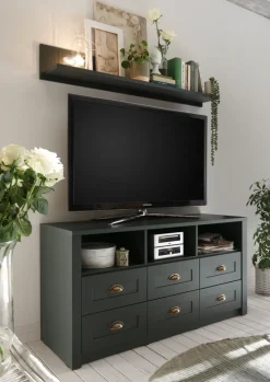 Lowboard ASCOT 130 x 67 cm grün/goldfarbig