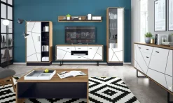 Lowboard BROLO 167 x 74,3 cm weiß/ schwarz