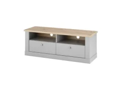 Lowboard CHAMBORD 132 x 48 cm hellgrau/braun