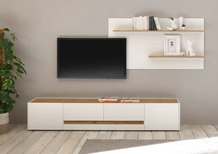 Lowboard CITY 223 x 42 cm weiß/braun