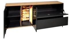 Lowboard COMO 169 x 65 cm Anthrazit matt Lack/Asteiche-Dekor