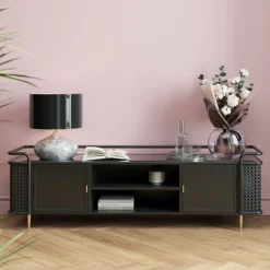 Lowboard FENCE schwarz 51x160x40 cm