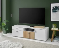 Lowboard HUDSON 150 x 44 cm weiß/braun