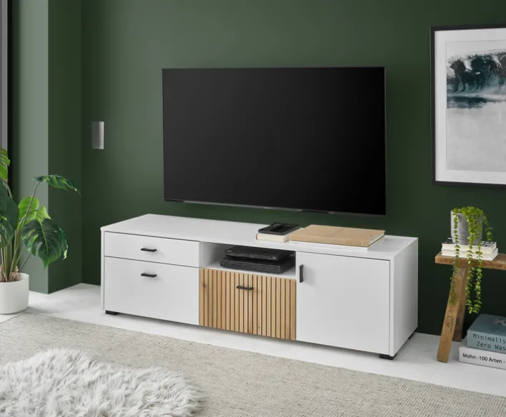 Lowboard HUDSON 150 x 44 cm weiß/braun