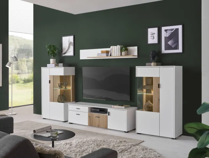 Lowboard HUDSON 150 x 44 cm weiß/braun