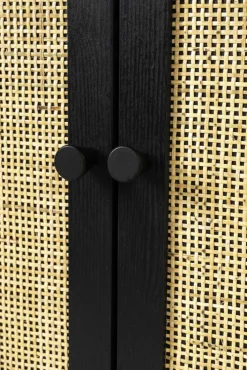 Lowboard JOANNA 150 x 55 cm Rattangeflecht/schwarz