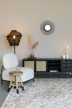 Lowboard JOANNA 150 x 55 cm Rattangeflecht/schwarz