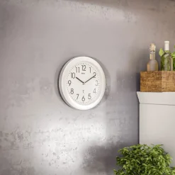 Mebus Funk-Wanduhr 25 cm silberfarbig/schwarz