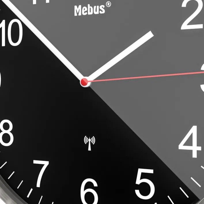 Mebus Funk-Wanduhr silberfarbig/schwarz