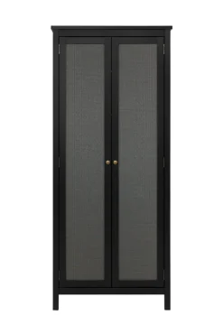 Mehrzweckschrank CORDOBA 80 x 187 cm schwarz/Geflecht Nobel