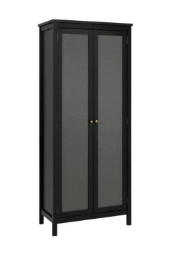 Mehrzweckschrank CORDOBA 80 x 187 cm schwarz/Geflecht Nobel